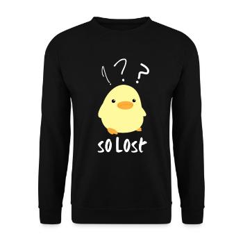 Idée cadeau mignonne de canard meme chick tellement perdu - Sweat-shirt Unisexe - noir - Devant - Alina (178cm) & Michal (187cm)