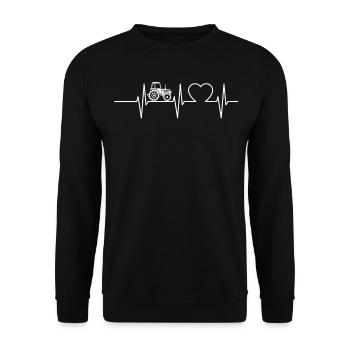 Traktor Herzschlag Trecker Bauernhof Feldarbeit Ge - Unisex Pullover - Schwarz - Vorne - Alina (178cm) & Michal (187cm)
