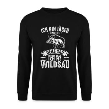 Jäger Jagen Wild Wildsau Jagd - Unisex Pullover - Schwarz - Vorne - Alina (178cm) & Michal (187cm)