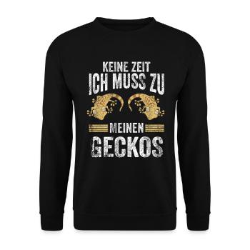 Gecko Terraristik Echse Salamander Geschenk - Unisex Pullover - Schwarz - Vorne - Alina (178cm) & Michal (187cm)