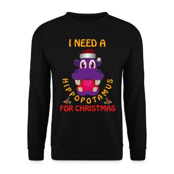 Weihnachten Weihnachten Weihnachten Weihnachten Weihnachten - Unisex Pullover - Schwarz - Vorne - Alina (178cm) & Michal (187cm)