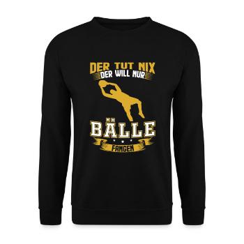 Torwart Fußball Mannschaft Geschenk - Unisex Pullover - Schwarz - Vorne - Alina (178cm) & Michal (187cm)