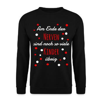 Lustiger Kinder Spruch Weihnachtsgeschenk Nerven - Unisex Pullover - Schwarz - Vorne - Alina (178cm) & Michal (187cm)