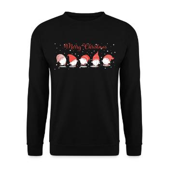 Weihnachten Wichtel Zwerge Gartenzwerg Christmas - Unisex Pullover - Schwarz - Vorne - Alina (178cm) & Michal (187cm)
