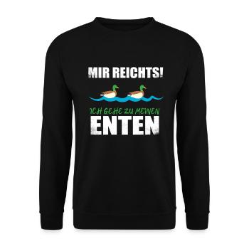 Mir reichts ich gehe zu meinen Enten - Ente - Unisex Pullover - Schwarz - Vorne - Alina (178cm) & Michal (187cm)