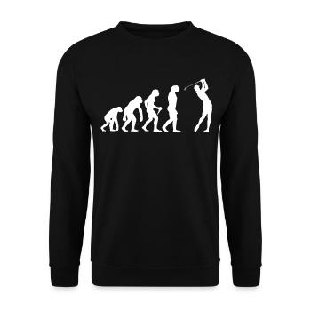 Golf Golfspieler Golfer Evolution Golfspielen - Unisex Pullover - Schwarz - Vorne - Alina (178cm) & Michal (187cm)