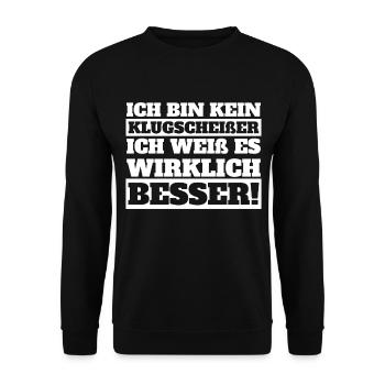 Ich bin kein Klugscheißer - Unisex Pullover - Schwarz - Vorne - Alina (178cm) & Michal (187cm)