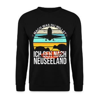Neuseeland Newzealand Kiwi Reisen Weltreise Backpa - Unisex Pullover - Schwarz - Vorne - Alina (178cm) & Michal (187cm)