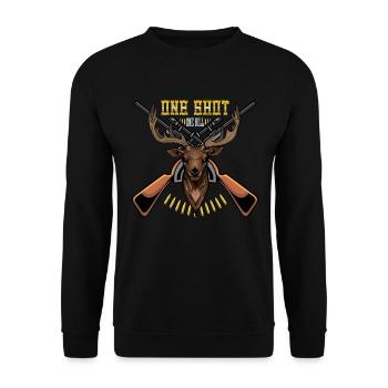 Hunter Deer Hunting Hunter Wild Hunting Rifle Gift - Unisex Sweatshirt - black - Front - Alina (178cm) & Michal (187cm)