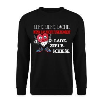 Lebe Liebe Lache Wenn das nicht funktioniert - Unisex Pullover - Schwarz - Vorne - Alina (178cm) & Michal (187cm)