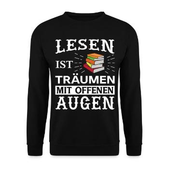 Bücherwurm Leseratte Geschenk Buchliebhaber - Unisex Pullover - Schwarz - Vorne - Alina (178cm) & Michal (187cm)
