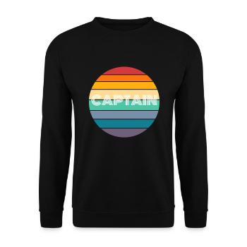 Rainbow CAPTAIN Shirt, Retro CAPTAIN, CAPTAIN - Unisex Pullover - Schwarz - Vorne - Alina (178cm) & Michal (187cm)