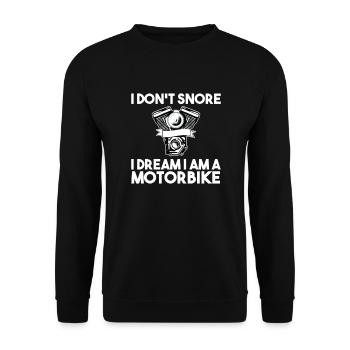 I don’t snore I dream I am a Motorbike - Sweat-shirt Unisexe - noir - Devant - Alina (178cm) & Michal (187cm)