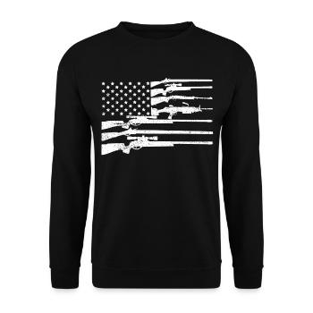 USA Flag 2nd Amendment Flag Patriotic Gun Lover AR - Unisex Sweatshirt - black - Front - Alina (178cm) & Michal (187cm)