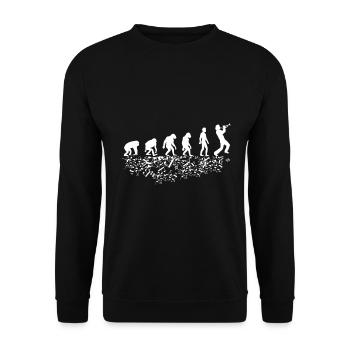 Evolution with a trumpeter - Unisex Sweatshirt - black - Front - Alina (178cm) & Michal (187cm)