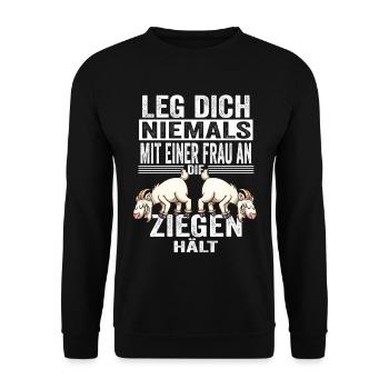 Ziege Bäuerin Landwirtin Ziegenbauer Ziegenzucht G - Unisex Pullover - Schwarz - Vorne - Alina (178cm) & Michal (187cm)