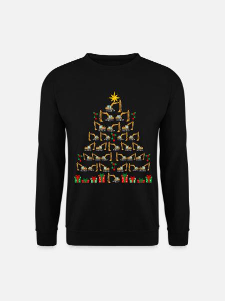 Christmas tree excavator construction excavator driver Christmas - Unisex Sweatshirt - black