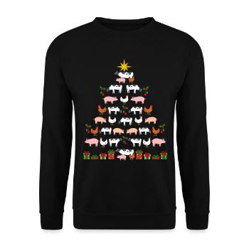 Christmas Tree Farm Pigs Chickens Cows - Unisex Sweatshirt - black - Front - Alina (178cm) & Michal (187cm)