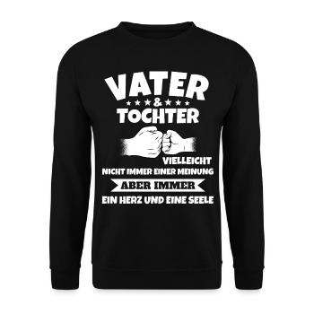 Vater Tochter Geschenkidee - Unisex Pullover - Schwarz - Vorne - Alina (178cm) & Michal (187cm)