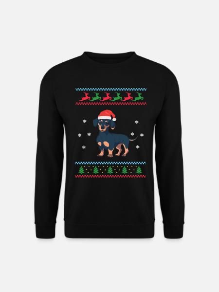 Dackel Dachshund Weihnachten Ugly Sweater - Unisex Pullover - Schwarz