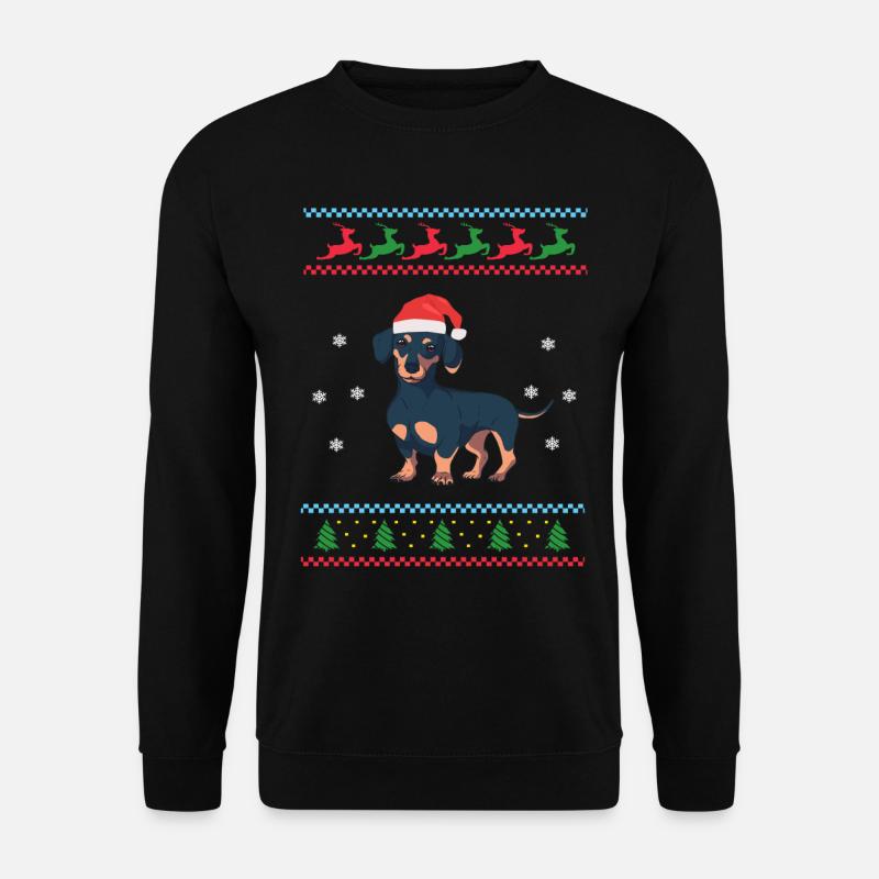 Dackel Dachshund Weihnachten Ugly Sweater - Unisex Pullover - Schwarz