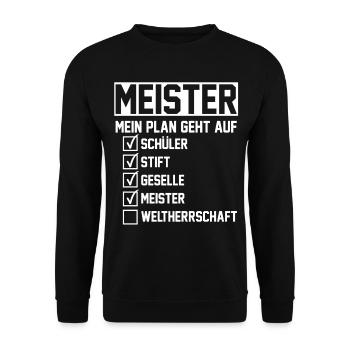 Meister Handwerksmeister Mechatroniker Tischler Ge - Unisex Pullover - Schwarz - Vorne - Alina (178cm) & Michal (187cm)