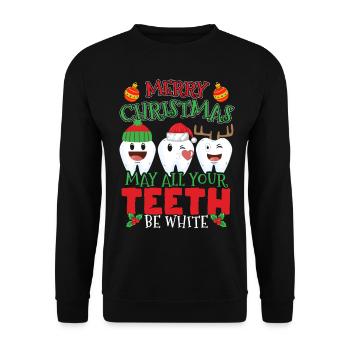 Joyeux Noël que toutes vos dents soient blanches - Sweat-shirt Unisexe - noir - Devant - Alina (178cm) & Michal (187cm)