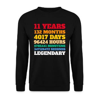 Kids 11th Birthday 11 Years Old Gift Idea - Unisex Sweatshirt - black - Front - Alina (178cm) & Michal (187cm)