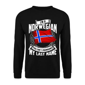 Norwegen Name Wikinger Fjord Elch Norge Norway - Unisex Pullover - Schwarz - Vorne - Alina (178cm) & Michal (187cm)