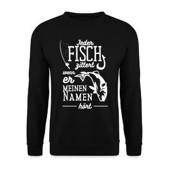 Fisch Angeln Angler Fischer Angel Haken Geschenk - Unisex Pullover - Schwarz - Vorne - Alina (178cm) & Michal (187cm)