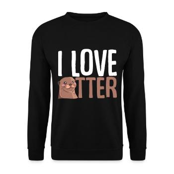 Otter Animal Love - Unisex Sweatshirt - black - Front - Alina (178cm) & Michal (187cm)