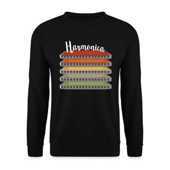 Vintage Harmonica Retro Harmonica Gift - Unisex Sweatshirt - black - Front - Alina (178cm) & Michal (187cm)
