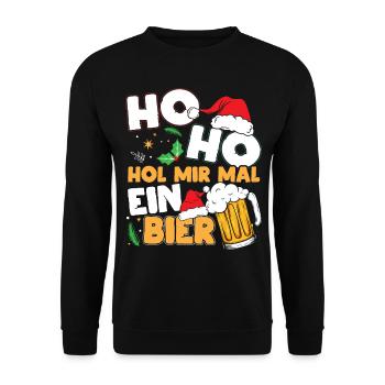 Ho Ho Hol Mir Mal Ein Bier - Unisex Pullover - Schwarz - Vorne - Alina (178cm) & Michal (187cm)