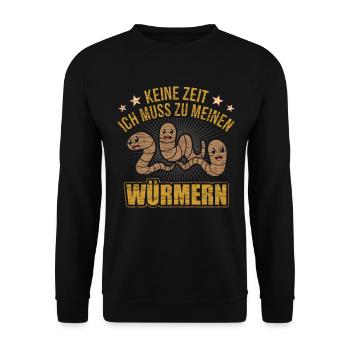 Würmer Spruch Wurmzucht Vermikultur - Unisex Pullover - Schwarz - Vorne - Alina (178cm) & Michal (187cm)