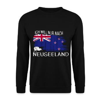 Neuseeland Flagge Newzealand Kiwi Vogel - Unisex Pullover - Schwarz - Vorne - Alina (178cm) & Michal (187cm)