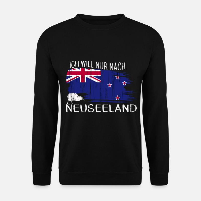 Neuseeland Flagge Newzealand Kiwi Vogel - Unisex Pullover - Schwarz