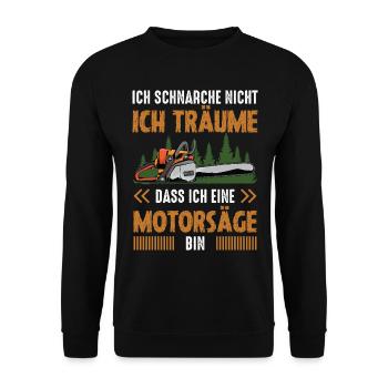 Ich schnarche nicht Motorsäge lustiger Spruch - Unisex Pullover - Schwarz - Vorne - Alina (178cm) & Michal (187cm)