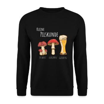 Pils Bier Kleine Pilzkunde Pilze sammeln - Unisex Pullover - Schwarz - Vorne - Alina (178cm) & Michal (187cm)