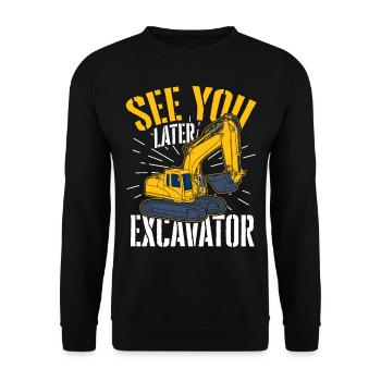 Excavator construction work road construction dredging work - Unisex Sweatshirt - black - Front - Alina (178cm) & Michal (187cm)