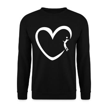 Volleyball Herz Volleyballspieler Männer - Unisex Pullover - Schwarz - Vorne - Alina (178cm) & Michal (187cm)