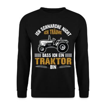 Ich schnarche nicht Traktor Trecker lustig Spruch - Unisex Pullover - Schwarz - Vorne - Alina (178cm) & Michal (187cm)