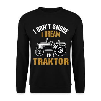 Ich schnarche nicht Traktor Trecker lustig Spruch - Unisex Pullover - Schwarz - Vorne - Alina (178cm) & Michal (187cm)