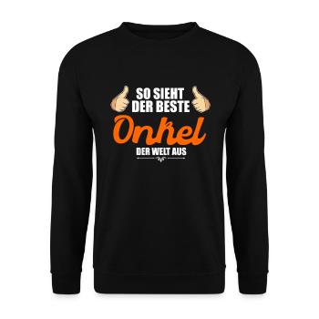 Bester Onkel Der Welt Patenonkel Großonkel - Unisex Pullover - Schwarz - Vorne - Alina (178cm) & Michal (187cm)