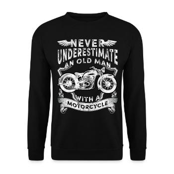 Motorrad Rentner Opa Motorcycle Bike MC Kutte - Unisex Pullover - Schwarz - Vorne - Alina (178cm) & Michal (187cm)