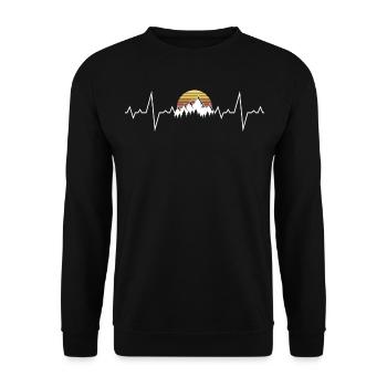 Wandern Herzschlag - Unisex Pullover - Schwarz - Vorne - Alina (178cm) & Michal (187cm)
