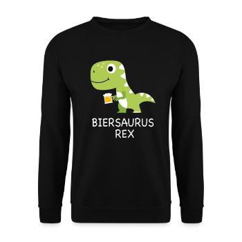 Biersaurus Rex - Bier Dino Dinosaurier Geschenk - Unisex Pullover - Schwarz - Vorne - Alina (178cm) & Michal (187cm)