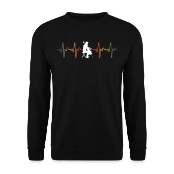 Retro cellist tshirt - Unisex Sweatshirt - black - Front - Alina (178cm) & Michal (187cm)