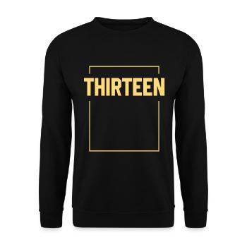 Dreizehn wird 13 - Geburtstagsgeschenk - Unisex Pullover - Schwarz - Vorne - Alina (178cm) & Michal (187cm)