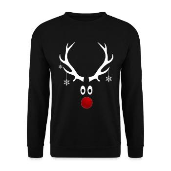 Cadeau de flocons de neige de Noël de bois de renne - Sweat-shirt Unisexe - noir - Devant - Alina (178cm) & Michal (187cm)