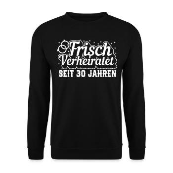 Ehefrau Verheiratet Perlenhochzeit Geschenk - Unisex Pullover - Schwarz - Vorne - Alina (178cm) & Michal (187cm)